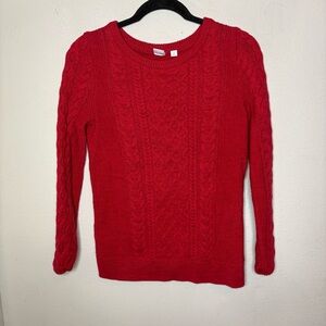 GAP Red Cable-Knit Crewneck Sweater Small